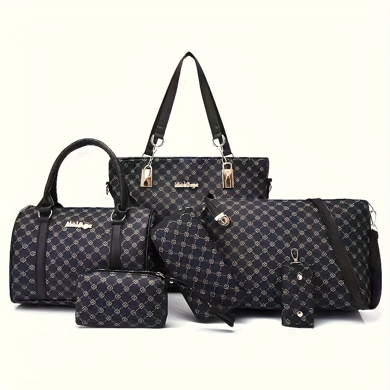 Versatile 6pcs Synthetic Leather Bag Set - Trendy Tote, Crossbody, Handbag, & More for Daily Chic