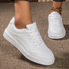 Women'S Stylish White Sneakers with Golden Accents - Casual Lace-Up Athletic Shoes for Outdoor Activities, Casual Wear, and Skateboarding, Casual Athletic Shoes | Trendy Casual Shoes | Durable Athletic Footwear