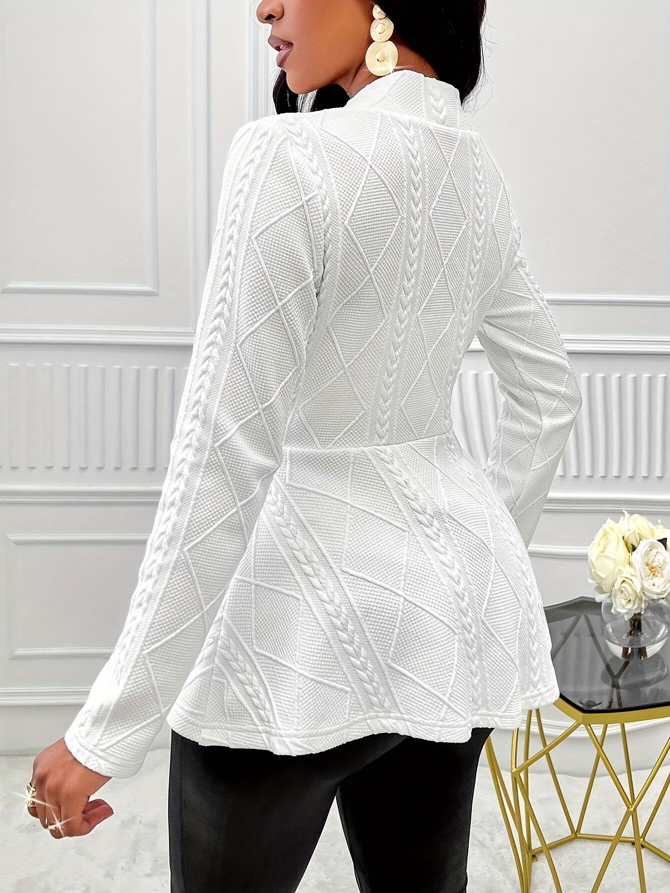 Slim Fit Single Breasted Peplum Blazer - Elegant Long Sleeve,  For Spring & Fall - Women's Clothing - Suitable for Work & Parties - Perfect Gift for Fashionable Women