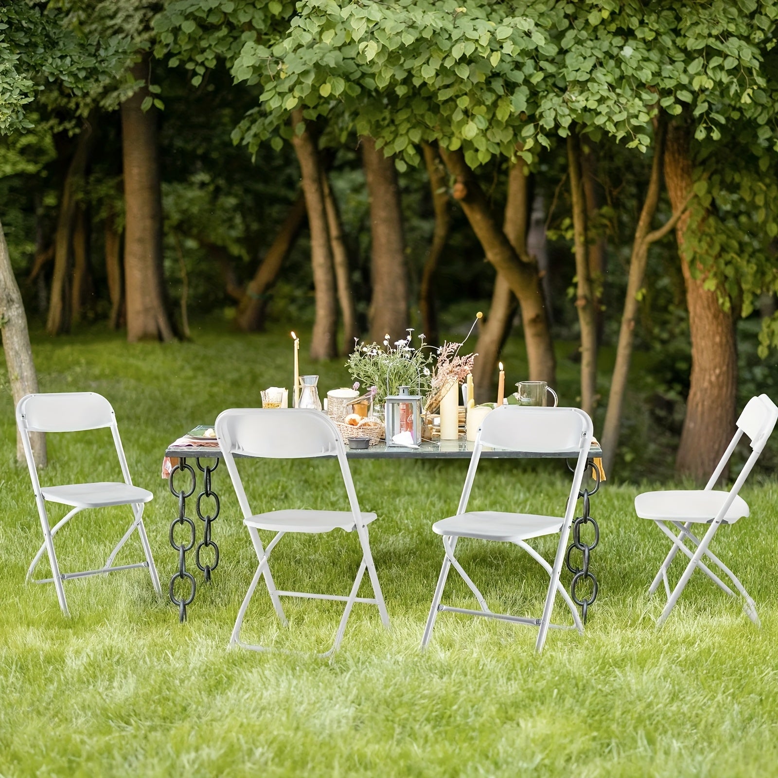 ANTONIA 20/10/8/6/4Set Stackable Plastic Folding Chair Pack with 350lb Steel Frame, Portable Outdoor Commercial Seat Perfect for Wedding, Party, Picnic, Dining, and Events Available in Classic White and Black