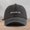1pc Vintage Washed "Absolutely Not" Embroidered Baseball Cap - Unisex Lightweight Sun Protection Hat for Spring & Summer, Black Polyester with White Lettering, Adjustable Fit
