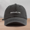 1pc Vintage Washed "Absolutely Not" Embroidered Baseball Cap - Unisex Lightweight Sun Protection Hat for Spring & Summer, Black Polyester with White Lettering, Adjustable Fit
