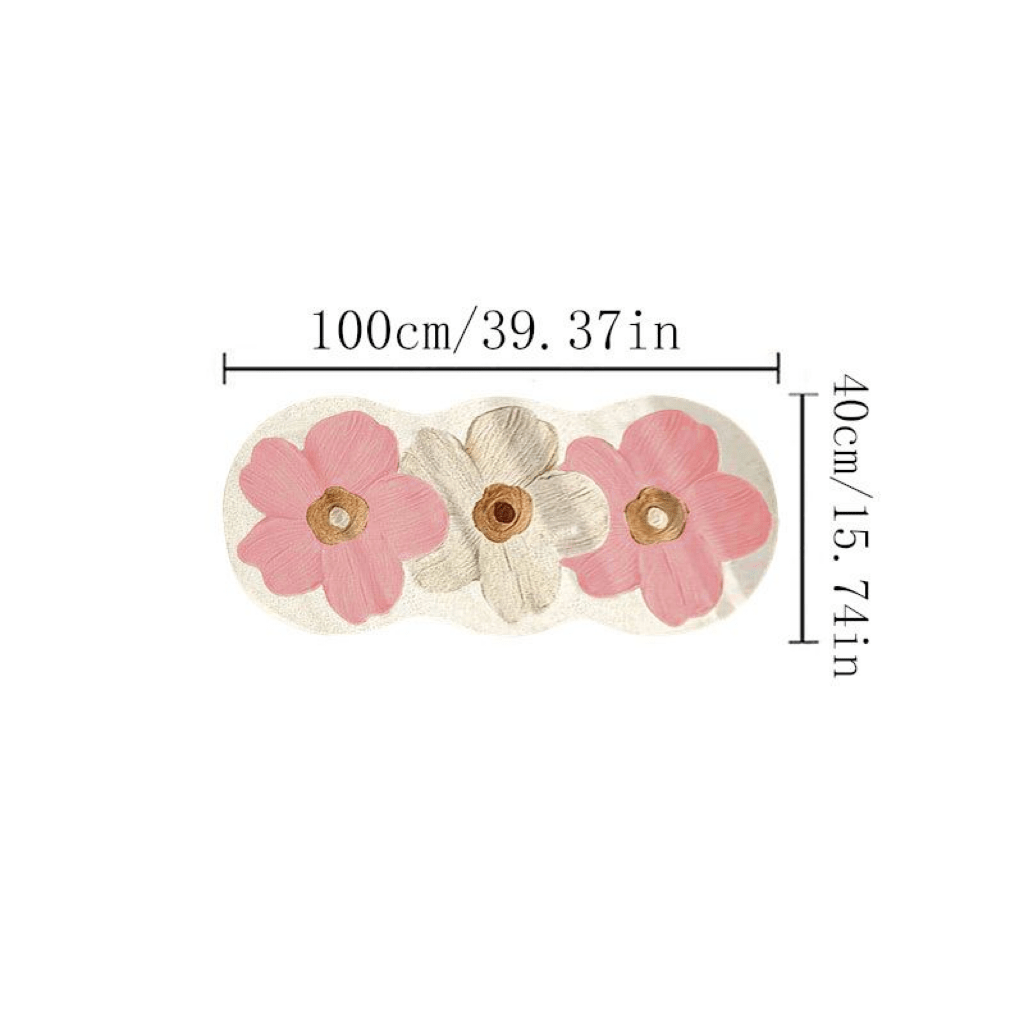 1000g 10mm Polyester Fluffy Floral Area Rug for Bedroom, Indoor Use, Machine Washable, Non Slip, Irregular Shape