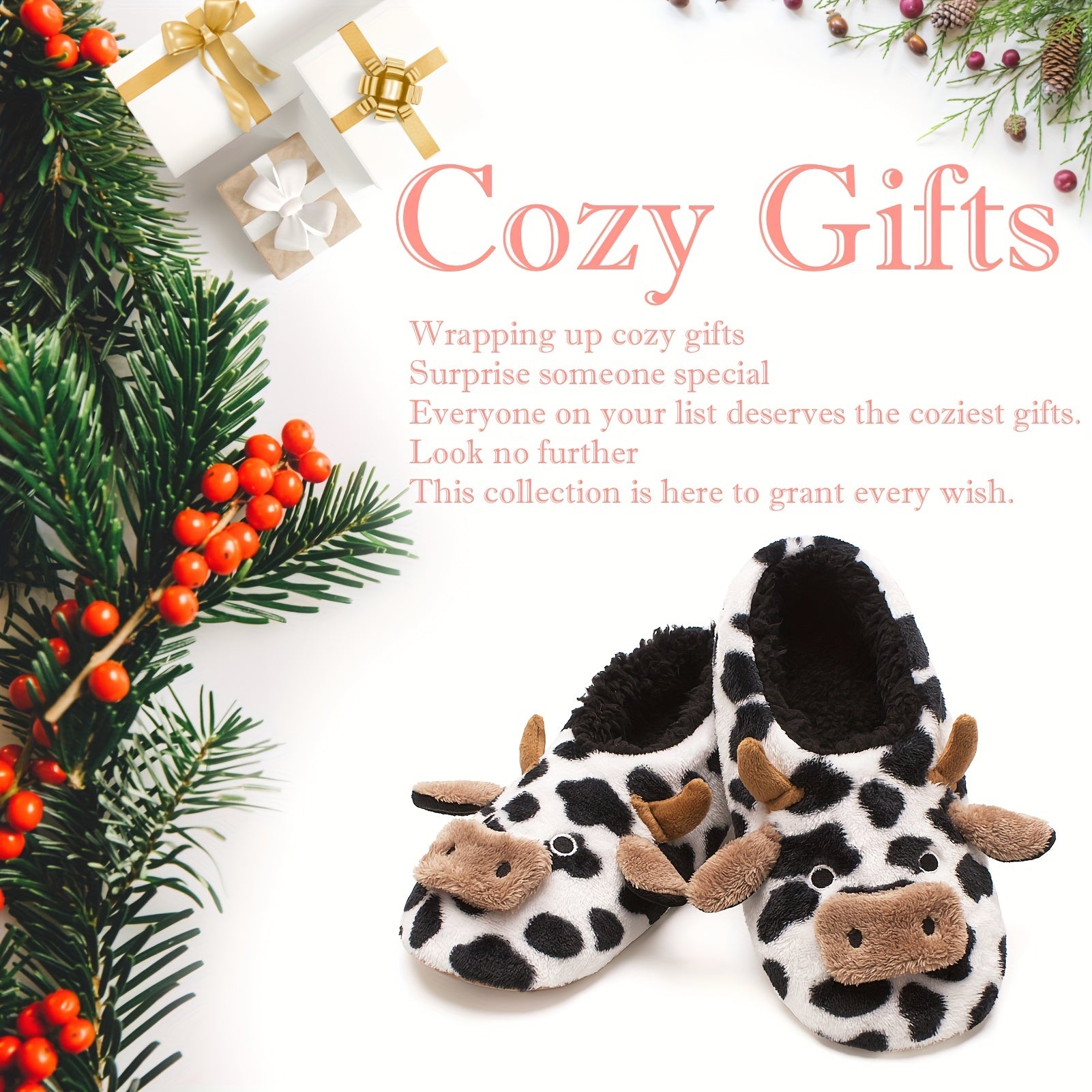 Cozy Cartoon Animal Slippers for Women - Fuzzy, Non-Slip Sole, Machine Washable - Perfect Funny Christmas Gift, Youngsters, Slipper