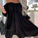 Charming Off Shoulder Dress - Lightweight & Flattering Solid Style for Summer & Spring - Fashionable Womens Clothing