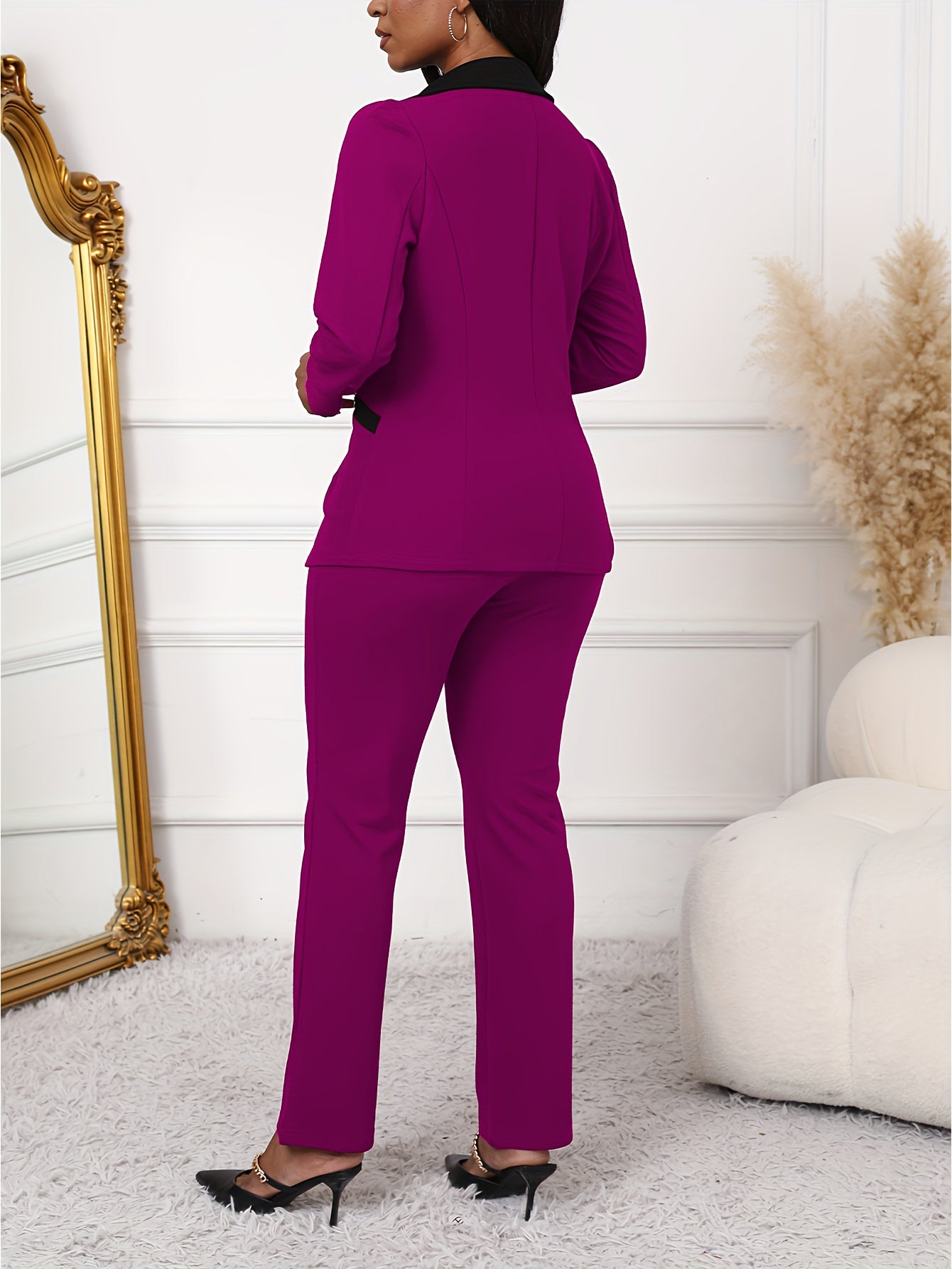X2469# European and American Style New Two-piece Set for Women - Fashionable and Elegant Business Commuting Long Sleeve and Long Pants Casual Suit - For Women - Suitable for Office, Business, Commuting - Perfect Gift for Fash
