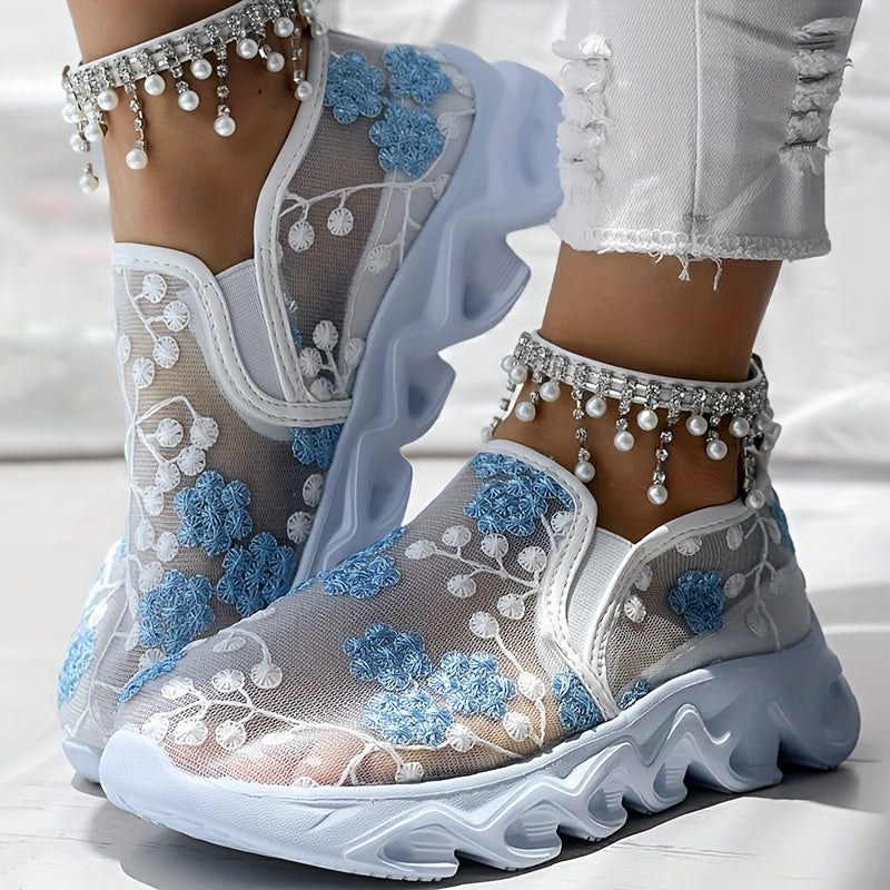 Mesh Elastic Strap Casual Sports Shoes - Without Foot Chain