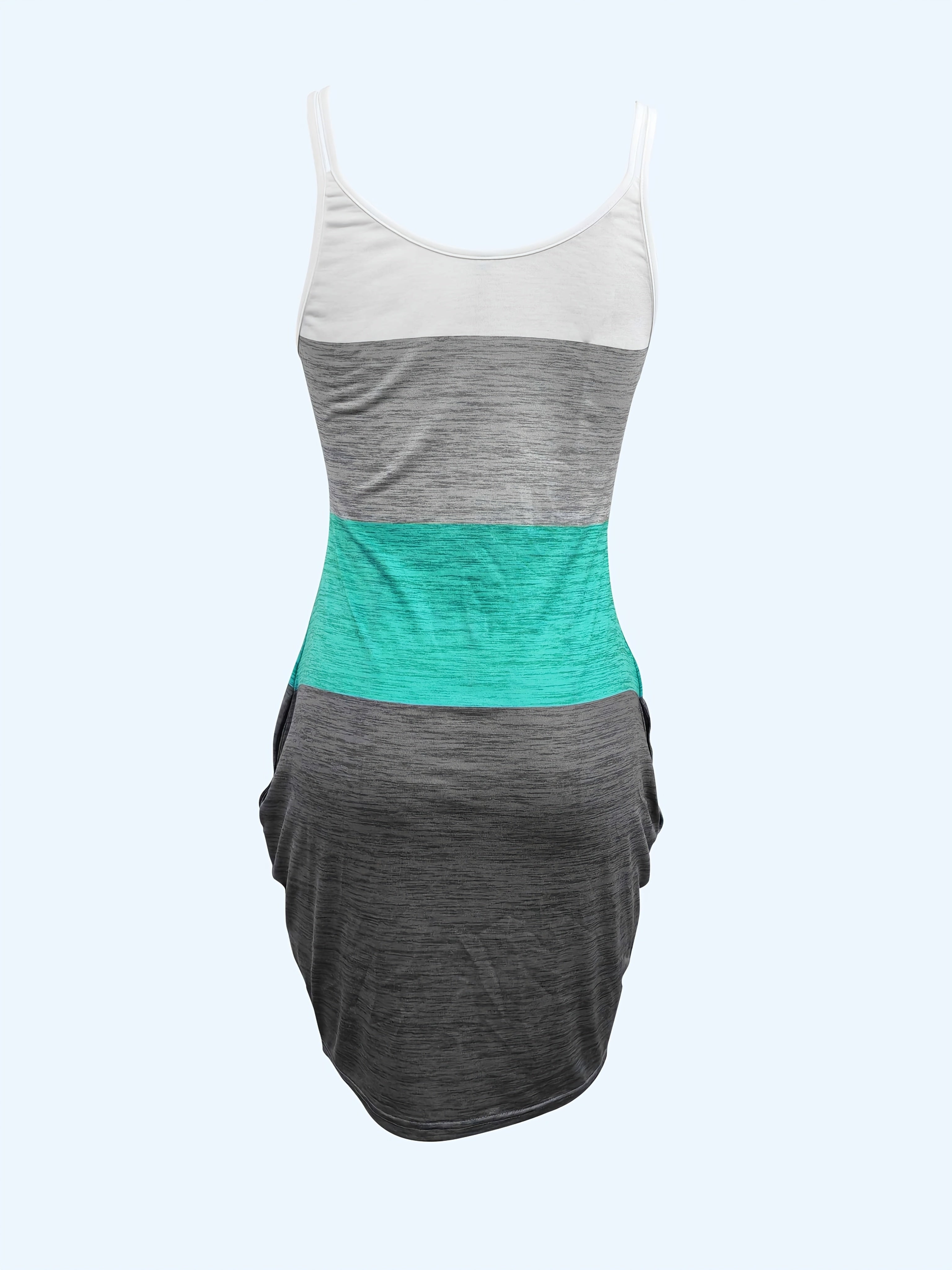 New Spring and Summer European and American Multi-Color Patchwork Palm Tree Letter Pattern Print Chain Pocket Sexy Color-Matching Suspender Dress