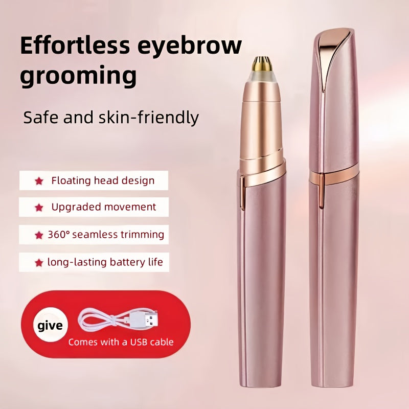 Electric Eyebrow Trimmer, Automatic, USB Charging, Rechargeable Lithium Battery 60mAh, Unscented, Abs Material, with Eyebrow Knife and Shaper (or Blade) for Women, Unisex Body Hair Remover