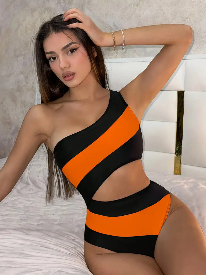 New Color Matching Fashion One-piece Bikini Swimsuit For Women