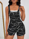 Geometric Pattern Print Romper Jumpsuit - Elegant Sleeveless Cami Style - For Women - Perfect for Summer Parties & Casual Outings -  Great Gift for Fashionable Women