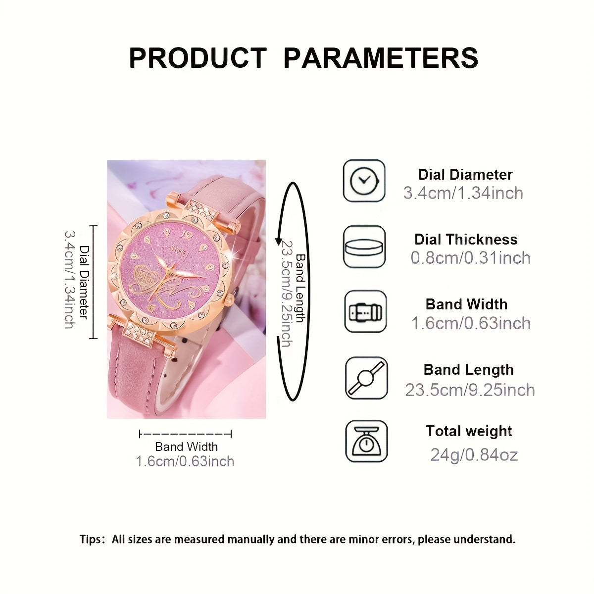 Women's Watch 6pcs Fashion Casual Elegant Simple Round Quartz Wristwatch And Woven String, Bracelet Jewelry Set Mother's Day Women Party Holiday Birthday Wear Or As Sisters The Best Gift for A Lady No Box