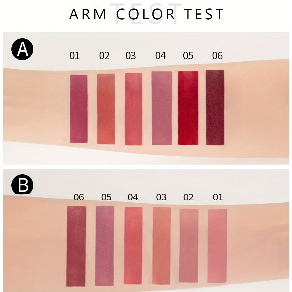 6 Pcs Matte Long-Lasting Wear Liquid Lipstick Makeup Set, Non-Stick Cup Waterproof Not Fade Lip Gloss