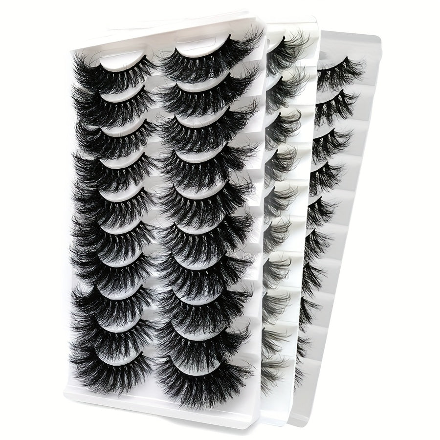 30 Pairs of Slender Imitation Mink Eyelashes, Fluffy Handmade False Eyelash Strips, Natural and Beautiful Softness, Super Soft Stem D Curve, 10-Pair Pack Luxury Cat Eye Lashes Best Gift for Halloween, Valentine's Day Birthday