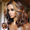 Honey Blonde Ombre Body Wave Lace Front Wig - 13x4 HD Human Hair Bob Wig For Women, Pre-Plucked Brazilian Human Hair With Baby Hair, Highlighted Gradient Color Transition, Loose Waves Hair Wig Perfect For Beginners
