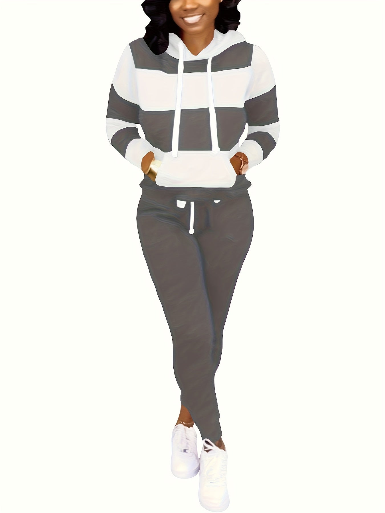 Two Piece Outfits For Women Casual Jogging Suit Set Long Sleeve Sweatshirt And Sweatpants Tracksuit Athletic Loungewear