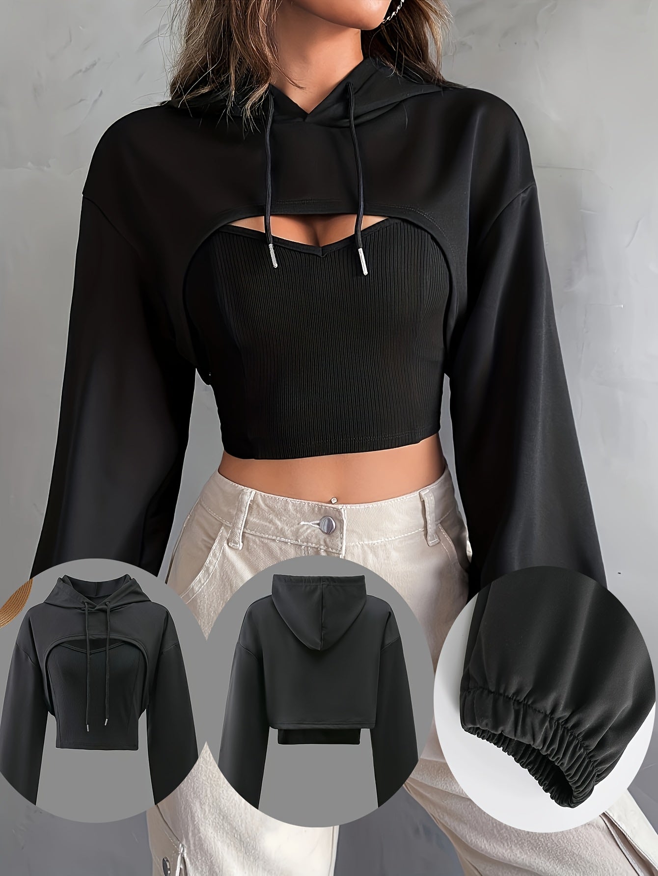 Y2K Solid Color American Style Hoodie + Vest Two-piece Set Sweet and Spicy Fashion Top for Women Spring, Summer and Autumn 2024 New Salt System Street Sports Casual