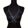 Women's Boho-Chic Crystal Body Chain - Cross Chest Design, Artificial Crystal, Perfect for Valentine's Day & Vacation | Glamorous & Sexy | Party-Ready Accessory