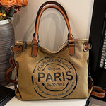 Vintage Paris Shoulder Bag, Retro Crossbody Bag with Removable Strap, Lightweight Casual Fashion Tote for High School And College Students, Daily Commute Work Handbag, Shopping Carry-On with Zipper Closure, Polyester Lining,