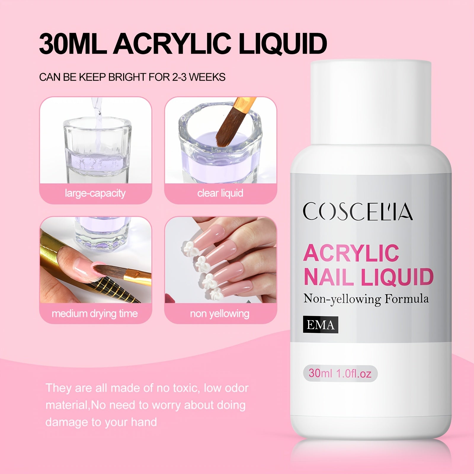 COSCELA Acrylic Powder Kit Nail Art Glitter Powder Gel Nail Polish Kit with Nail Drill And Nail Lamp Acrylic Liquid Manicure Tools Set Nail Extension Acrylic Nail Accessories Kit Valentine's Day Gift
