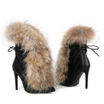 Womens Pointed-Toe Ankle Boots In Plus Sizes With Stiletto Heels