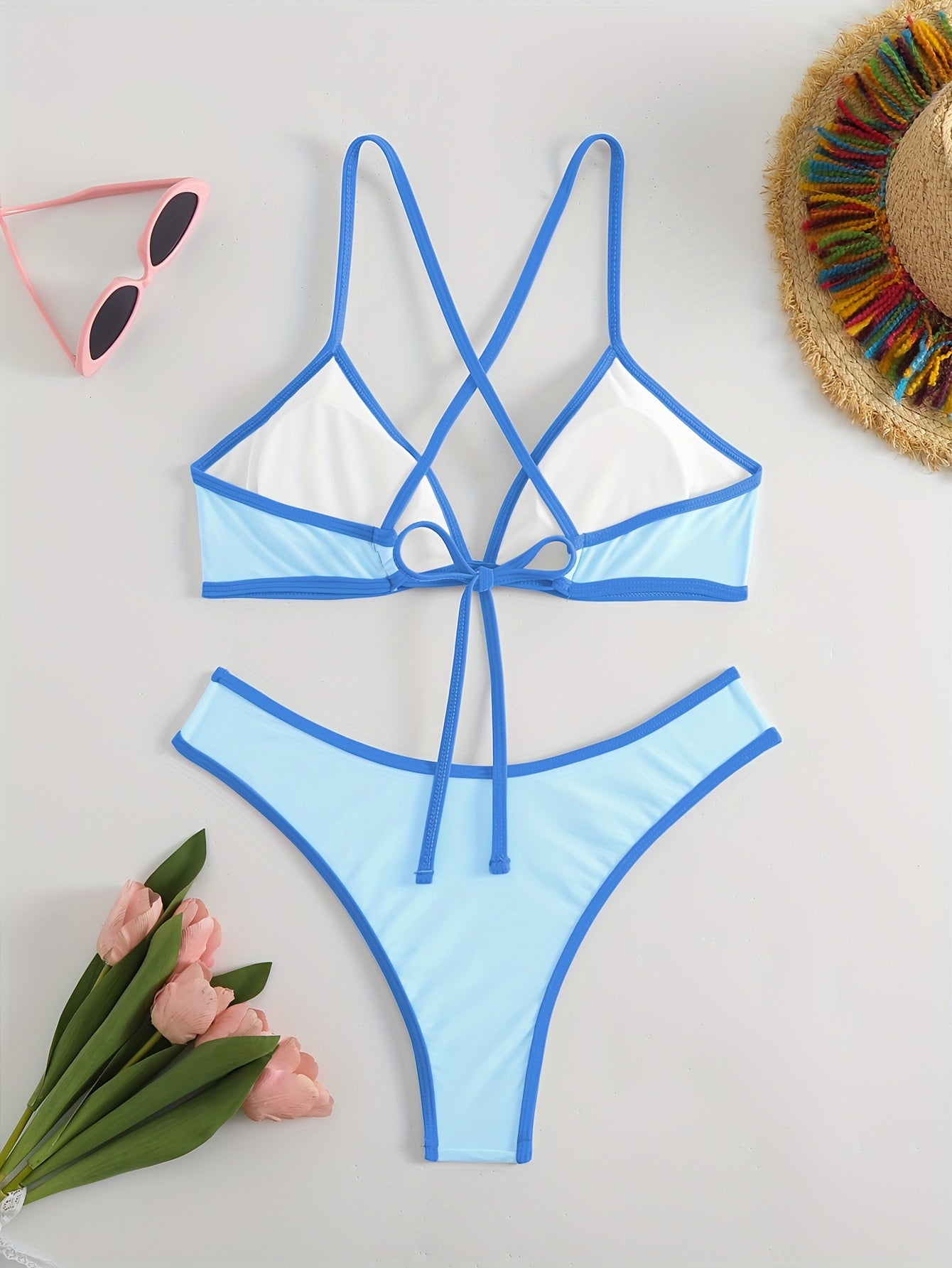 Women fashion swimsuit Sexy bikini Sport style Simple classic beach vacation photo bikini
