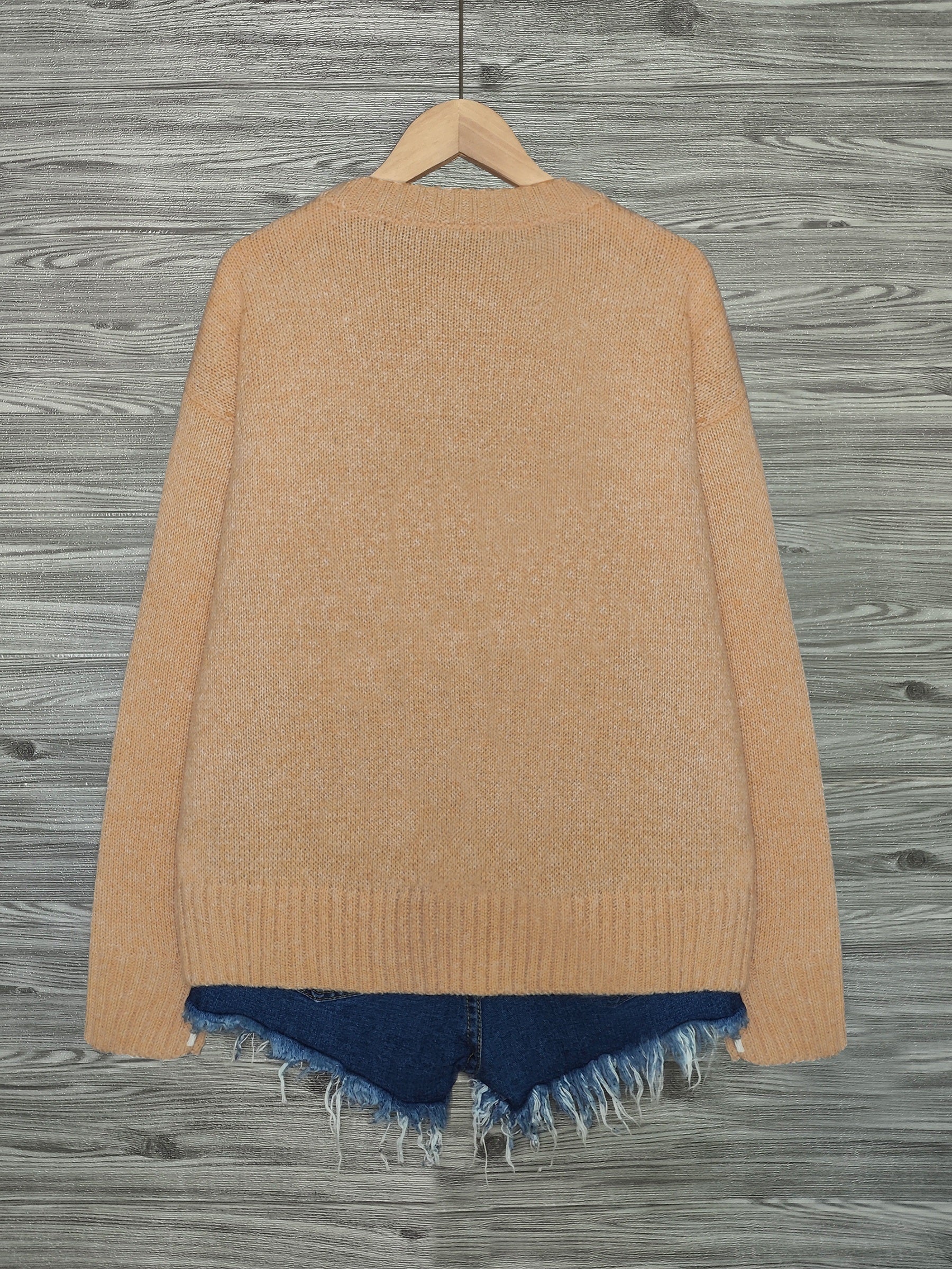 [Casual Cat Print Sweater] Color Block Cat Print Crew Neck Knit Sweater - Loose Fit Pullover - 100% Polyester - Women's Casual for Fall/Winter