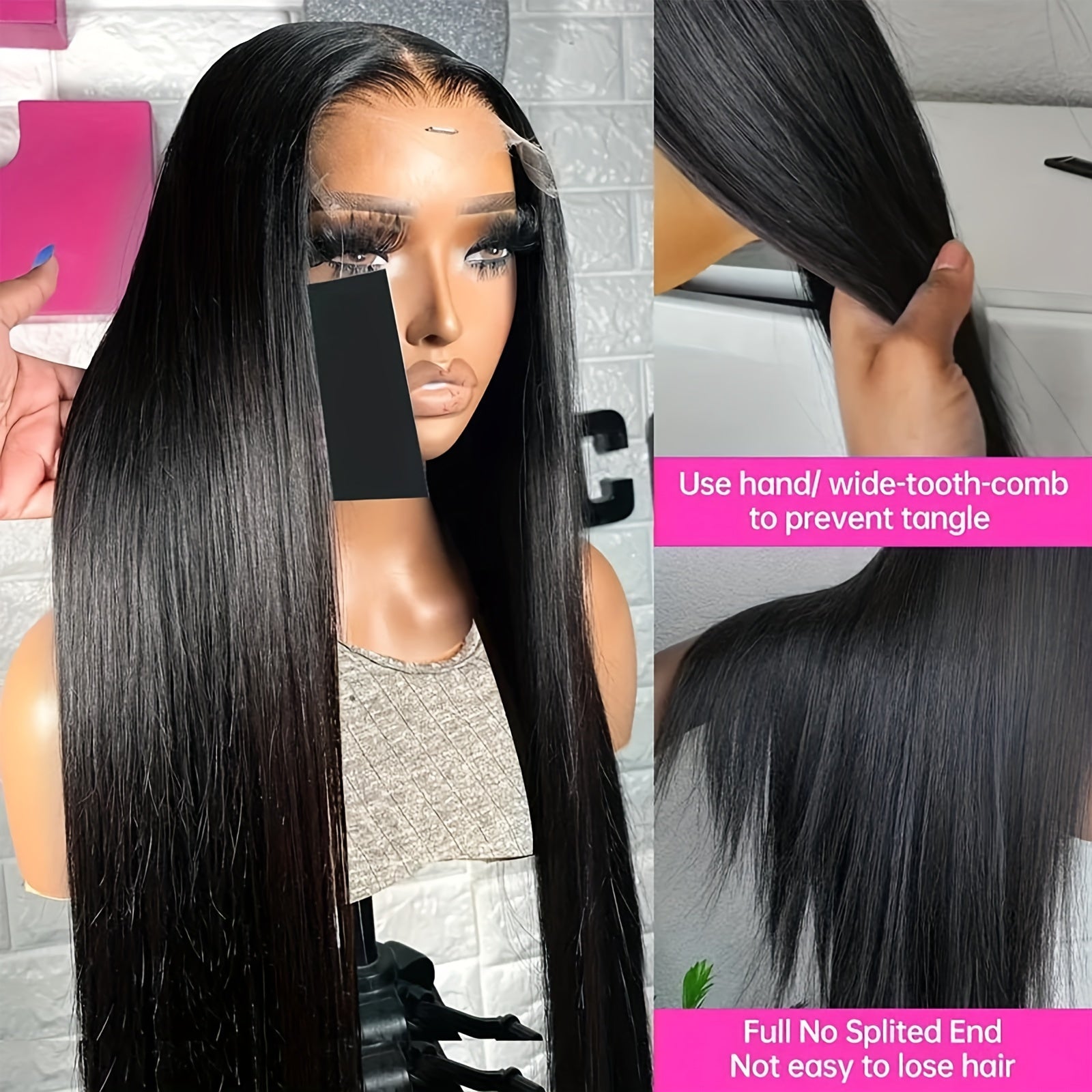 13x6 HD Transparent Lace Front Wig - Pre-Plucked Human Hair with Baby Hair, 250% Density, Straight Black Hair for Women, 16-34 Inches, Elegant Style for Everyday or Special Occasions