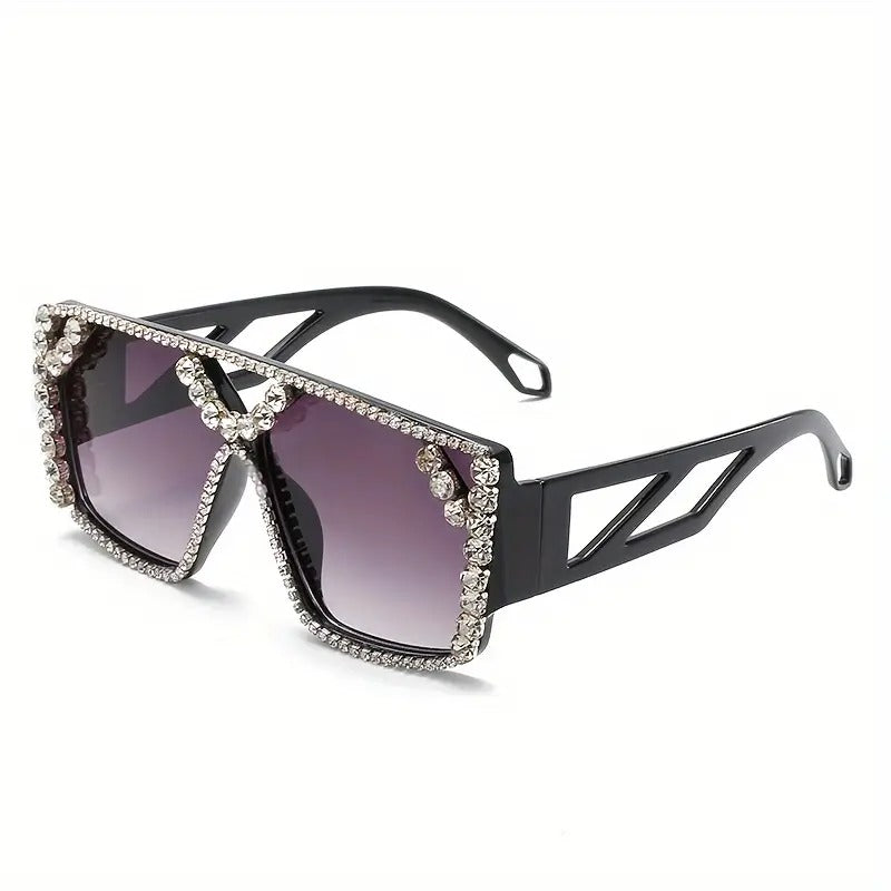 Women's Stylish Geometric Fashion Glasses with Crystal Rhinestones, Protection, Gradient Lens, Tortoiseshell Frame - Perfect Birthday Gift for Her, Stylish Glasses