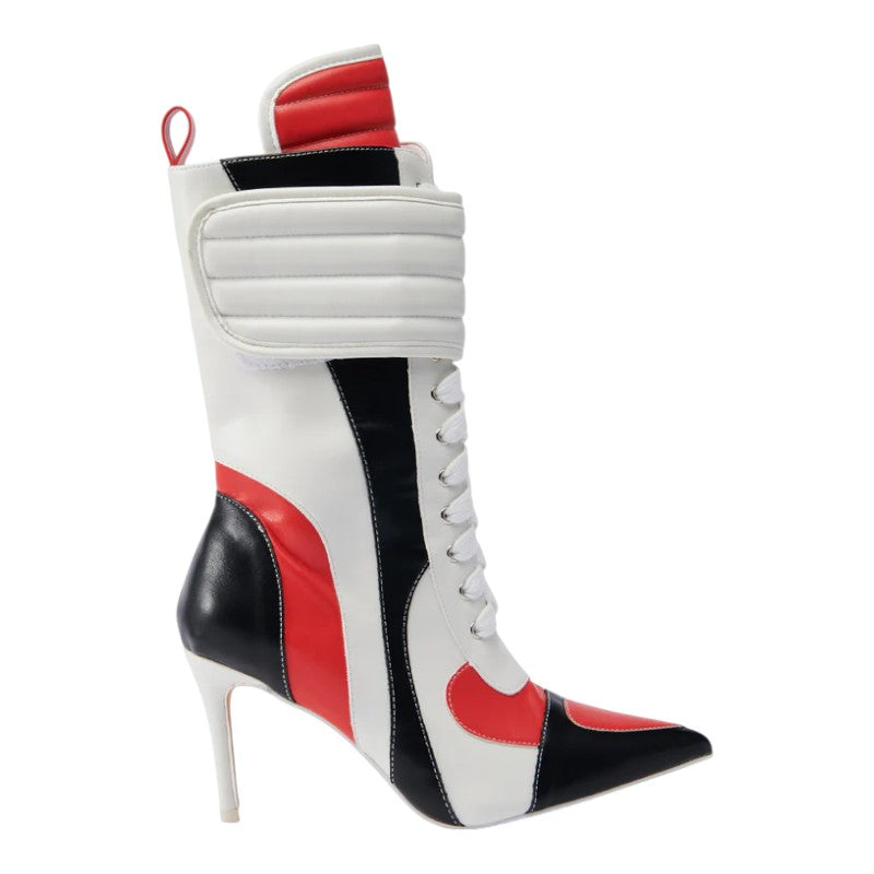 Women's Pointed Toe Heel Boots Stiletto Heels Mid-Calf Boots Zipper Boots Booties
