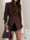 Elegant Women'S Long Sleeve Blazer - Chic Solid Color, Polyester, Single Button, Regular Fit with Pockets - Ideal for Spring/Fall Office or Commuting Wear, Versatile Blazer|Sophisticated Style|Polyester Fabri