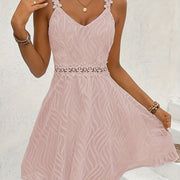 Chic Resort Style Women's Contrast Lace Spaghetti Suspender Dress