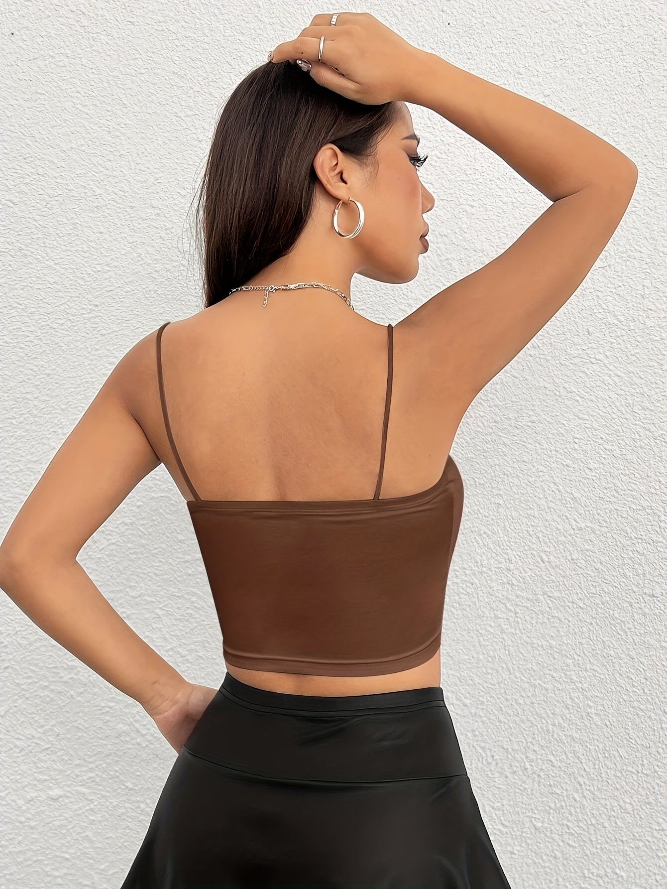 Women's Summer Chic White Crop Cami Top - Sexy Off-Shoulder Sleeveless Spaghetti Strap, Stretch Fit for Casual Outings