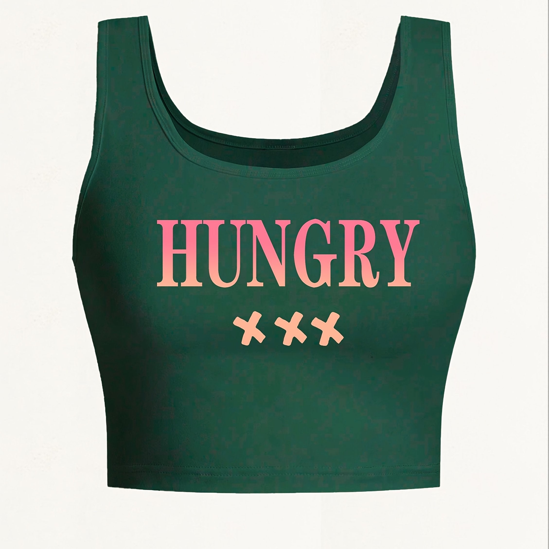 Women's Sexy Deep Scoop Neck Seamless Cropped Tank Top - Soft Stretch Letter Print Yoga Top for Spring Summer Fall, Breathable Casual Wear & Gym Workout Shirt, Curvy Plus Tank Tops, Seasonal Fashion, Offshoulder Fashion, Smoo