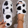 Women's Elegant Heart Print Slippers – Cozy Slip-On Home Shoes with EVA Sole & Fabric Lining