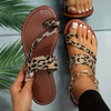 Women's Leopard Print Flat Slides - Fashion Toe Loop Open Toe Slide Sandals - Summer Beach Slide Shoes - For Women - Perfect for Summer Vacations & Beach Days - Ideal Gift for Fashionable Women
