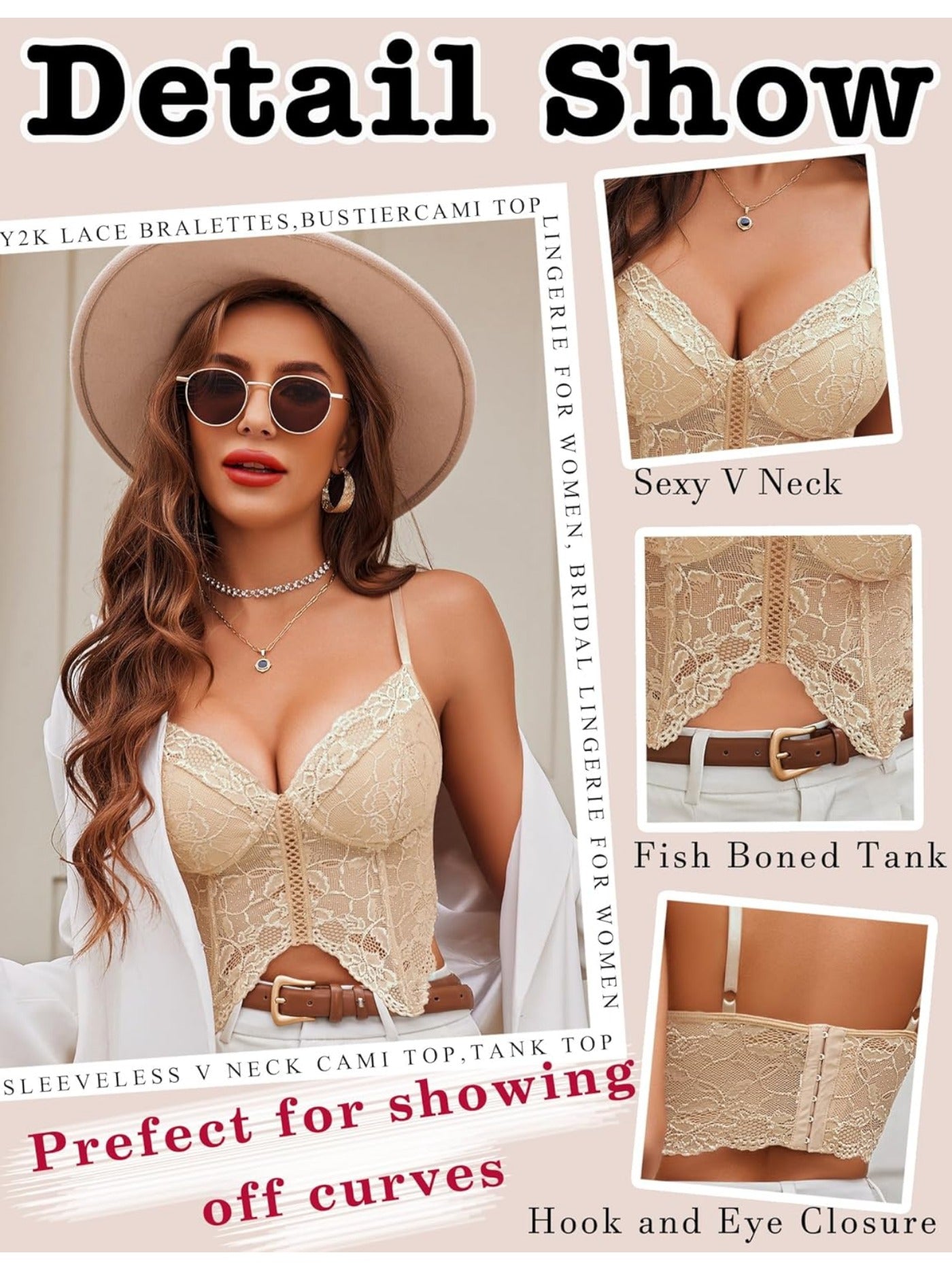 Lace Bralettes for Women Y2k Camisole Lingerie Adjustable Strap Crop Top