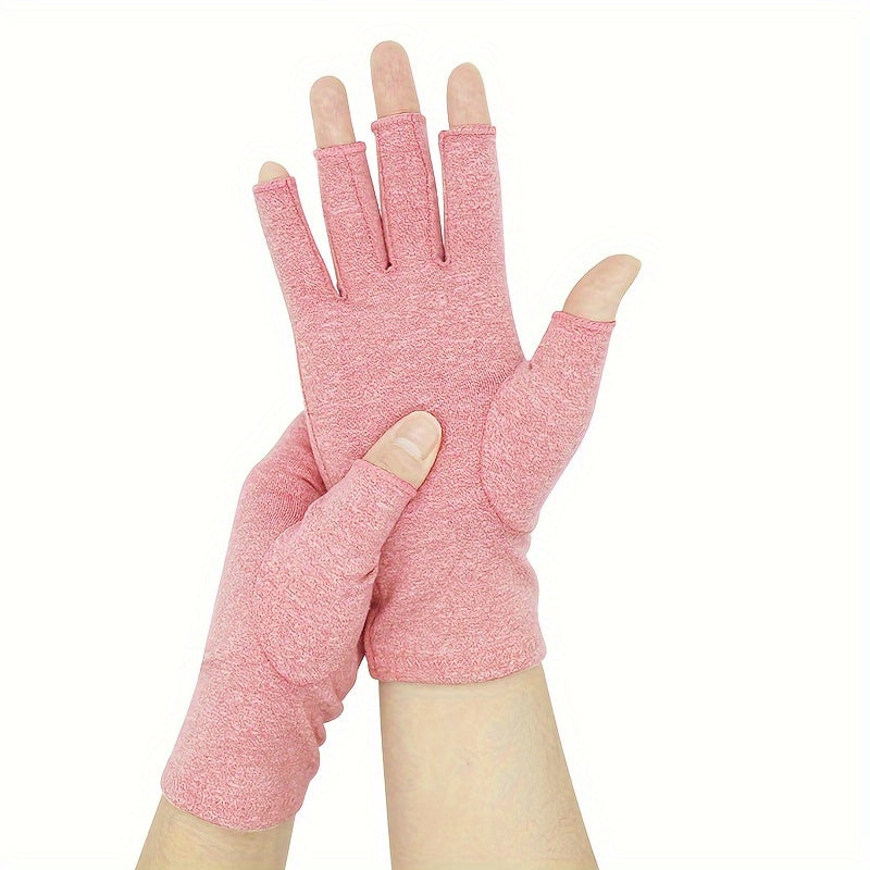 1Pair Fingerless Compression Gloves For Women & Men, Hand Joint Wraps, Sports Hand Support Thumb Gloves For Typing, Daily Work, Hand Care - Open Finger Fit