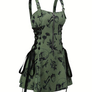 Charming Butterfly Print Adjustable Cami Dress - Fashionable Zipper Backless, Graceful Style for Women - Elegant Everyday Clothing