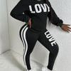Women Casual Leopard & Letter Print Short Sleeve Top And Pants 2pcs Sports Set