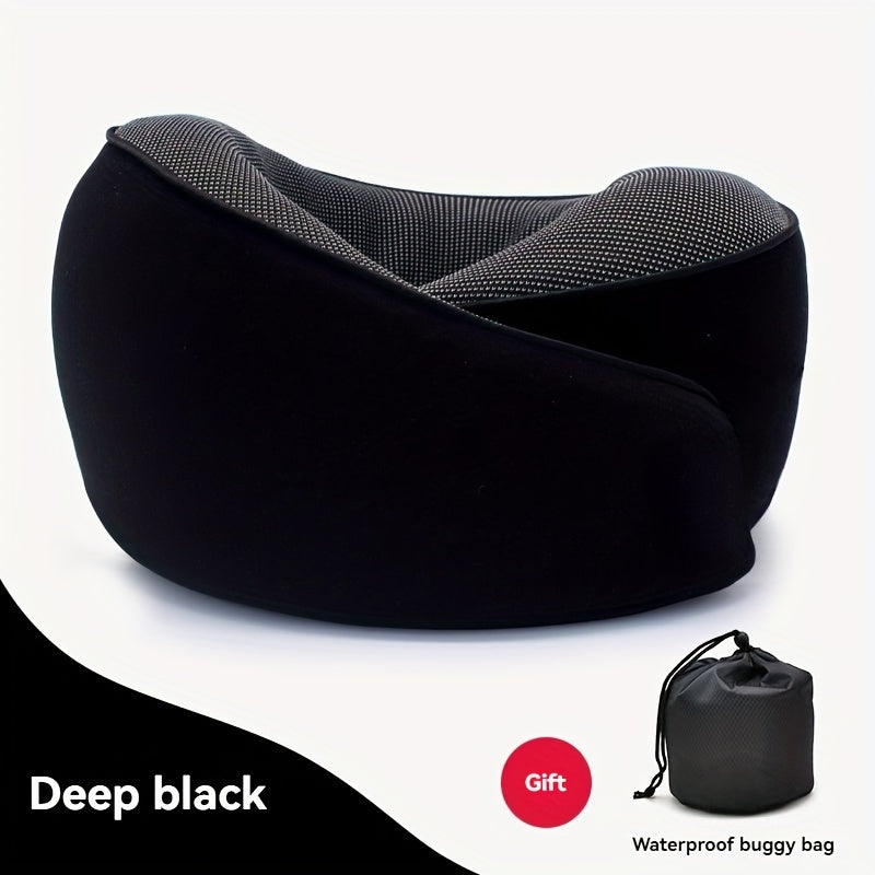 Comfortable Memory Foam 1pc Travel Pillow - Breathable, Machine Washable - For Airplane, Office, Car, and Home Lounging