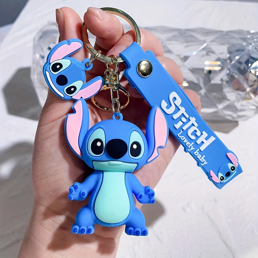 A New Disney Stitch Keychain Figure, Creatively Designed, Featuring a Cute Silicone Stitch Pendant. It Makes a Perfect Gift for Family, Friends, Or Your Significant Other for Occasions Like Easter, Valentine'S Day, Or Birthda