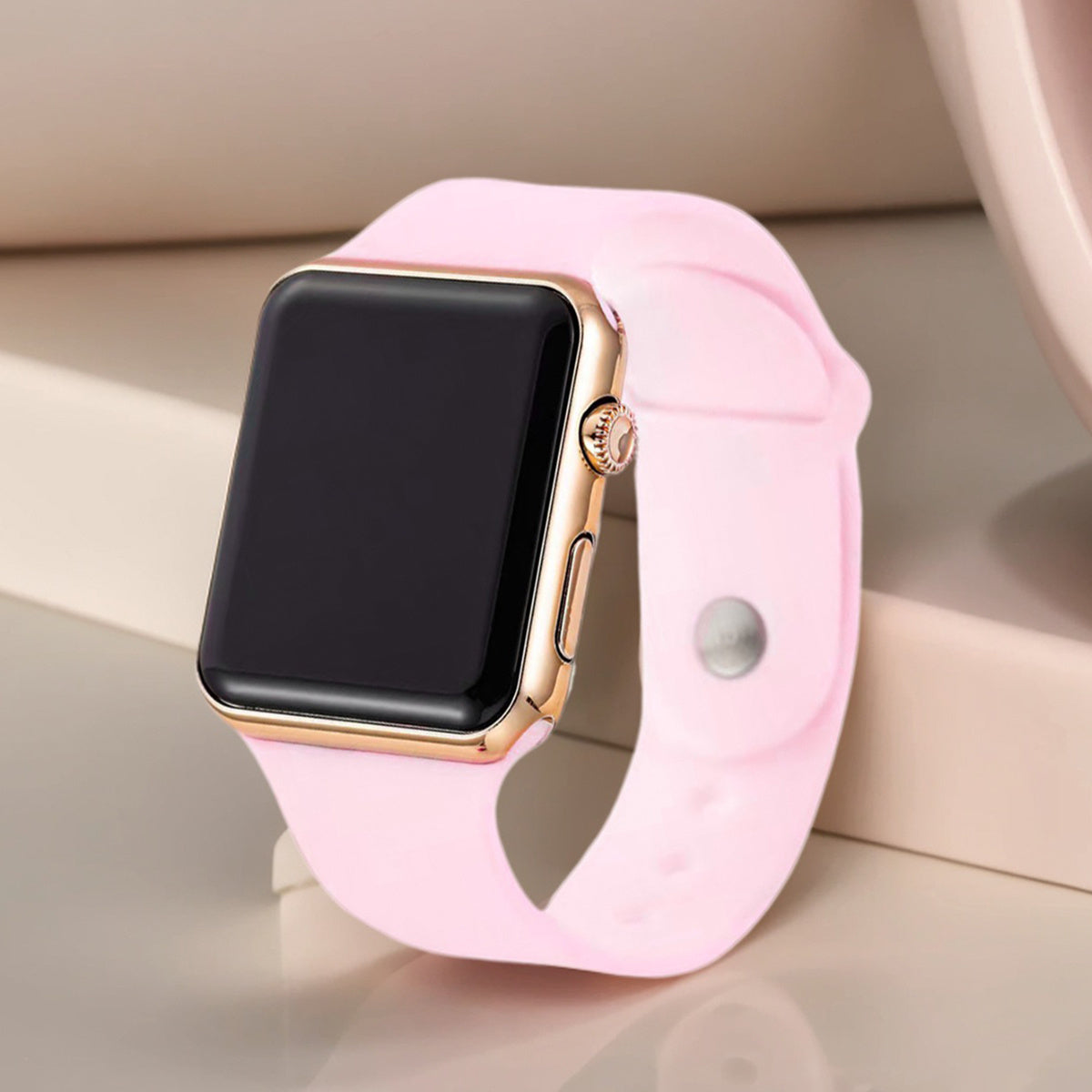 5pcs Digital Watch, Sports Fashion, Plastic Case, Silicone Band, Non-rechargeable Button Battery (Diameter＜20mm), Quadrate Electronic Watch, Luxury Bracelets, for Women, with Homecoming Season, Ramadan, Easter, Mother'S Day