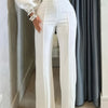 Women's Elegant High-Waisted Flare Pants - Stretchy Straight Leg, Solid White, Casual to Office Wear, Machine Washable, Spring/Summer Collection, Cute Pants