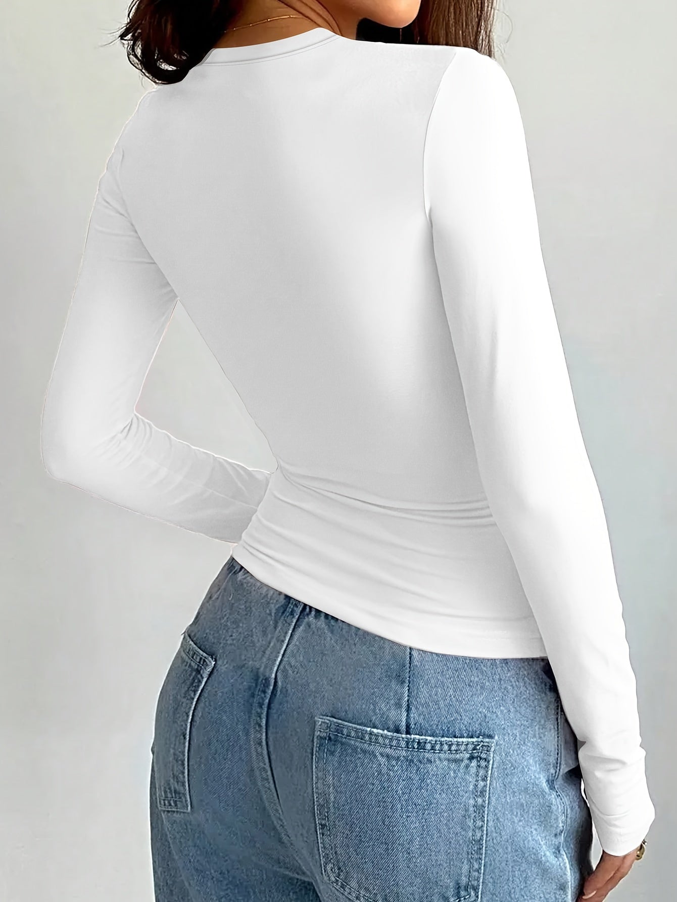 Women's Elegant Crew Neck Long Sleeve T-Shirt with Motivational Quote Applique - Polyester Blend Knit Fabric, Medium Stretch, Skinny Fit Fall/Winter Top