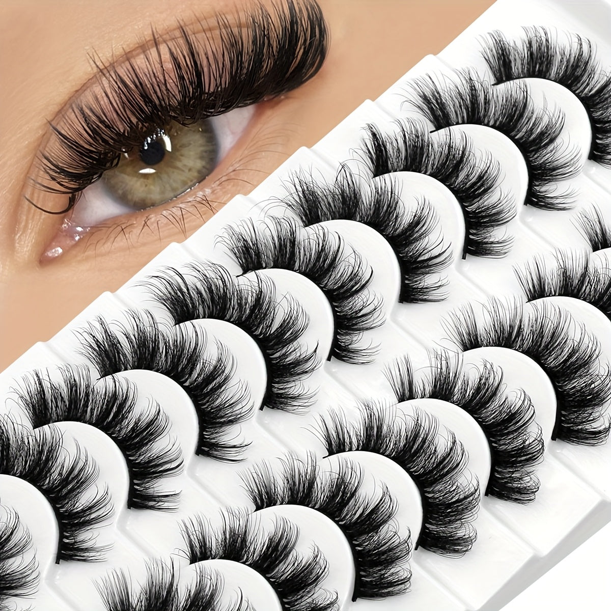 GROINNEYA 6/10 Pairs Manga Lashes Faux Mink Eyelashes Cat Eye Eyelashes Natural Full False Eyelashes Volumized Eyelash Extension Travel Essentials Makeup Tool