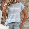 Women's Round Neck Top Thick Needle Casual Striped