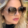 Fashion Rectangle Glasses Women, Trendy Gradient Lens, Durable PC Frame, And
