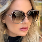 Fashion Rectangle Glasses Women, Trendy Gradient Lens, Durable PC Frame, And