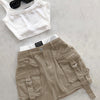 Women's High-Waisted Casual Shorts with Contrast Waistband & Multiple Pockets - Solid Black Non-Stretch Fabric, Machine Washable All-Season Versatile Style, Functional Clothing, Durable Summer Wear